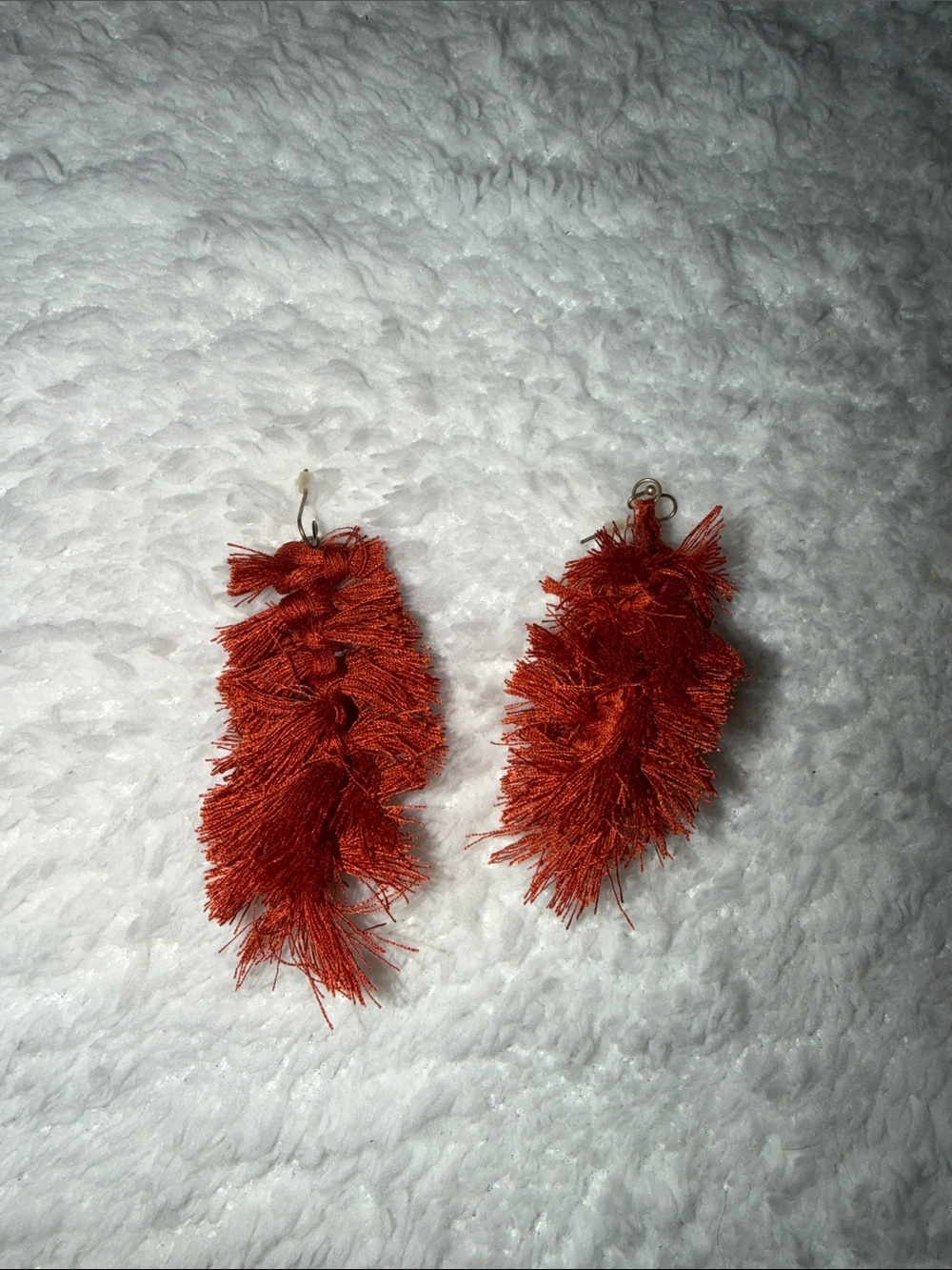 Rust Red Fringe Tassel Drop Earrings